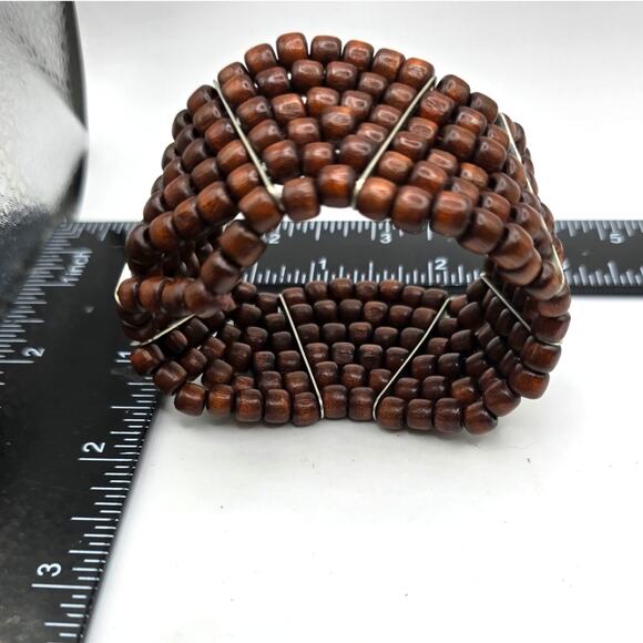 Wood Bead Stretch Bracelet Lot Multi-Strand Boho Jewelry Set Unisex Women’s Gift - Picture 3 of 3